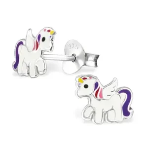 Mini brincos de unicórnio, prata 925